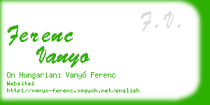 ferenc vanyo business card